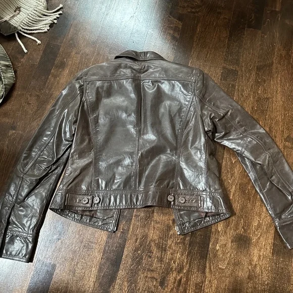 Mossimo 100% Leather Jacket - Distressed Brown, Size Small - Picture 3 of 4